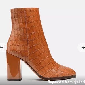 Coach Tan Croc-Embossed Heeled Boots